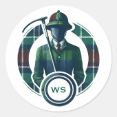 Classic Preppy Charm Monogram Runder Aufkleber (Vorderseite)