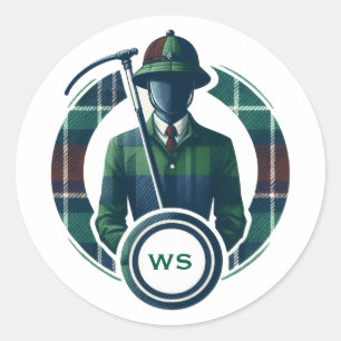 Classic Preppy Charm Monogram Runder Aufkleber