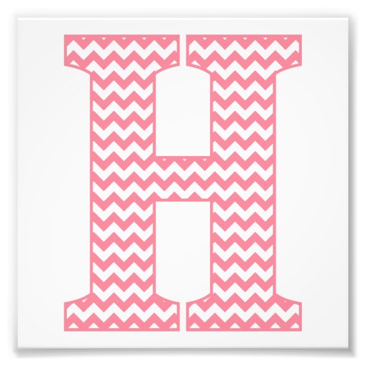 Classic Preppy Pink Zickzack Letter H Monogram Fotodruck (Vorne)
