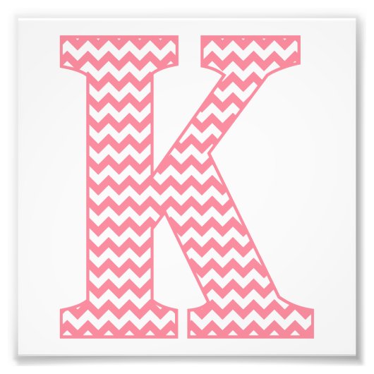 Classic Preppy Pink Zickzack Letter K Monogram Fotodruck (Vorne)