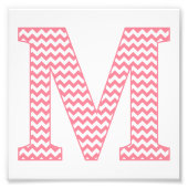 Classic Preppy Pink Zickzack Letter M Monogramm Fotodruck (Vorne)