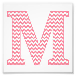 Classic Preppy Pink Zickzack Letter M Monogramm Fotodruck