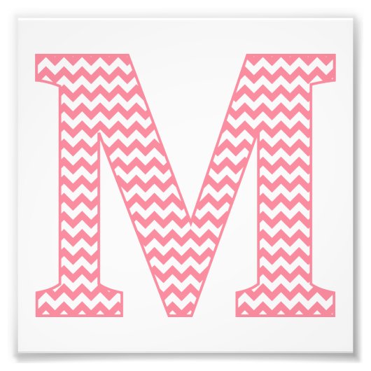 Classic Preppy Pink Zickzack Letter M Monogramm Fotodruck (Vorne)