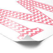 Classic Preppy Pink Zickzack Letter M Monogramm Fotodruck (Ecke)