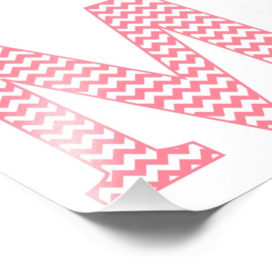 Classic Preppy Pink Zickzack Letter M Monogramm Fotodruck (Ecke)
