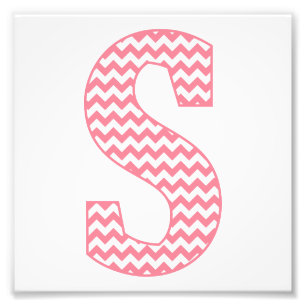 Classic Preppy Pink Zickzack Letter S Monogram Fotodruck
