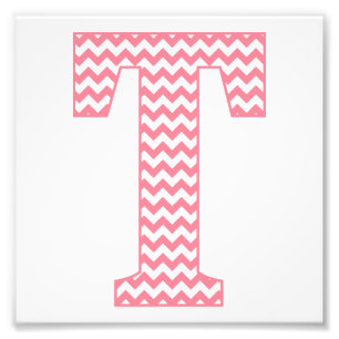 Classic Preppy Pink Zickzack Letter T Monogram Fotodruck