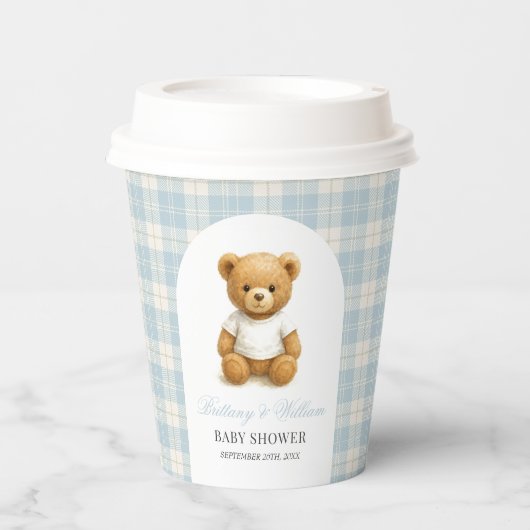 Classic Preppy Teddy Bear Baby Shower Pappbecher (Vorderseite)