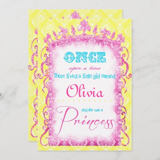 Classic Princess Party Invites Einladung (Vorne/Hinten)