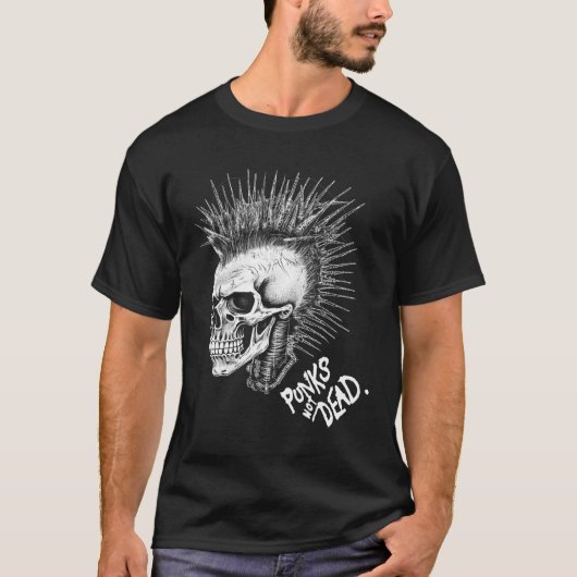 Classic Punk Rock Skull Punks Not Dead T-Shirt (Vorderseite)