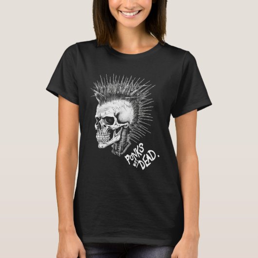 Classic Punk Rock Skull Punks Not Dead T-Shirt (Vorderseite)