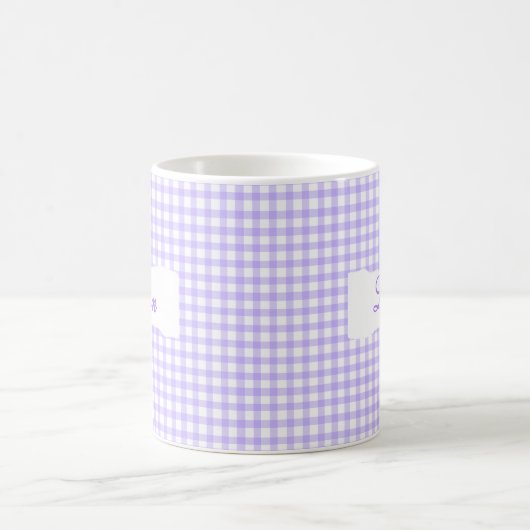 Classic Purple Gingham Personalized Name  Kaffeetasse (Mittel)