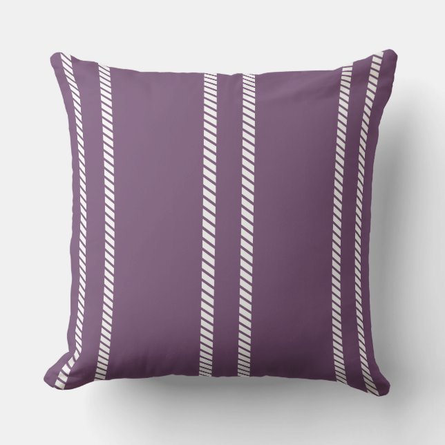 Classic Purple Plum with Stripes Throw Pillow Kissen (Vorderseite)