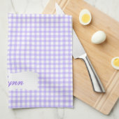 Classic Purple & White Gingham | Personalized Name Geschirrtuch (Viertel Falte)