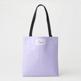 Classic Purple & White Gingham | Personalized Name Tasche