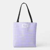 Classic Purple & White Gingham | Personalized Name Tasche (Rückseite)