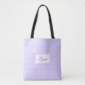 Classic Purple & White Gingham | Personalized Name Tasche (Vorderseite)