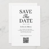 Classic QR Code Photo Wedding Save The Date Einladung (Vorne/Hinten)