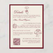 Classic QR Code Wedding Details Deep Red Old Money Begleitkarte (Vorderseite)