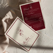 Classic QR Code Wedding Details Deep Red Old Money Begleitkarte