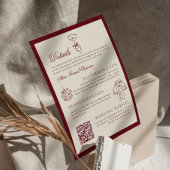 Classic QR Code Wedding Details Deep Red Old Money Begleitkarte