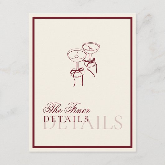 Classic QR Code Wedding Details Deep Red Old Money Begleitkarte (Rückseite)