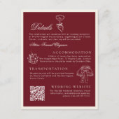 Classic QR Code Wedding Details Deep Red Old Money Begleitkarte (Vorderseite)