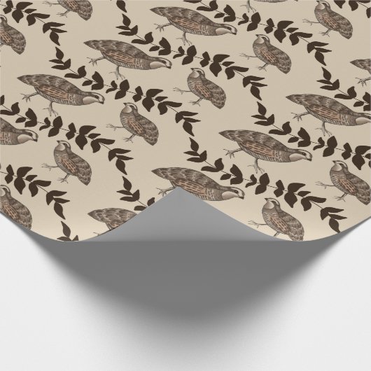 Classic Quail auf Beige Geschenkpapier (Ecke)