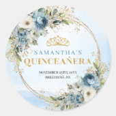 Classic Quinceañera Sticker Blue and Gold (Vorderseite)