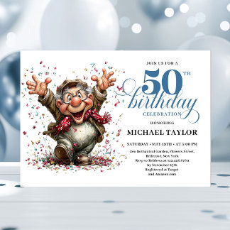 Classic Quirky Man 50th Birthday Whimsical Humor  Einladung