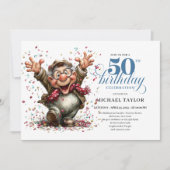 Classic Quirky Man 50th Birthday Whimsical Humor  Einladung (Vorderseite)