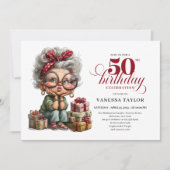 Classic Quirky Woman 50th Birthday Whimsical  Einladung (Vorderseite)