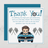 Classic Race Car Baby Dusche Vielen Dank Karten (Vorne/Hinten)