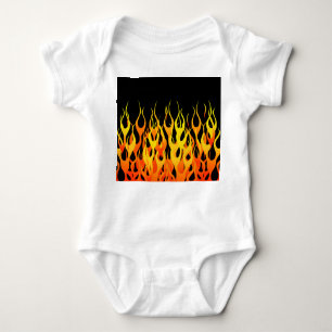 Classic Racing Flames on Solid Black Baby Strampler
