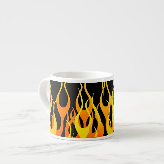 Classic Racing Flames on Solid Black Espressotasse (Vorderseite Links)