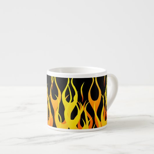 Classic Racing Flames on Solid Black Espressotasse (Vorderseite Rechts)