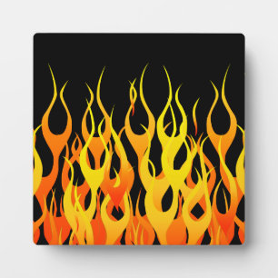 Classic Racing Flames on Solid Black Fotoplatte