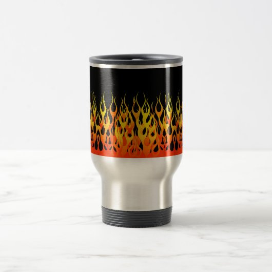 Classic Racing Flames on Solid Black Reisebecher (Mittel)