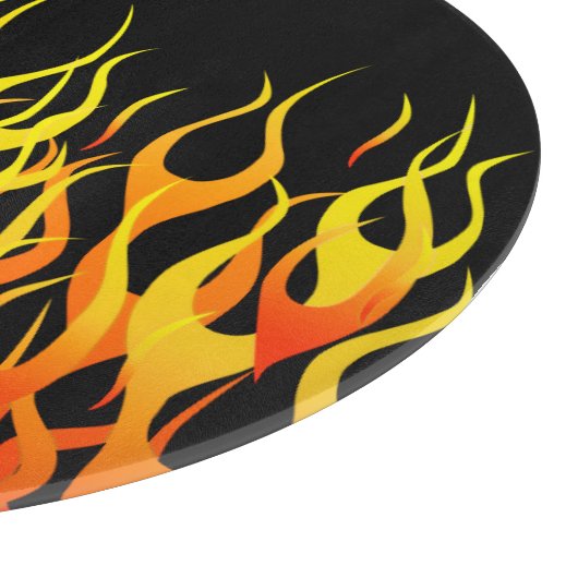Classic Racing Flames on Solid Black Schneidebrett (Ecke)