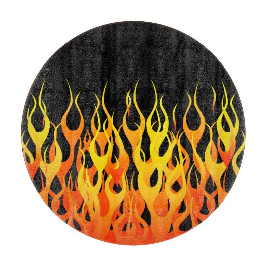 Classic Racing Flames on Solid Black Schneidebrett (Vorderseite)