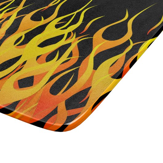 Classic Racing Flames on Solid Black Schneidebrett (Ecke)