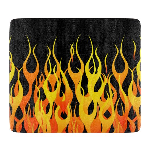 Classic Racing Flames on Solid Black Schneidebrett (Vorderseite)