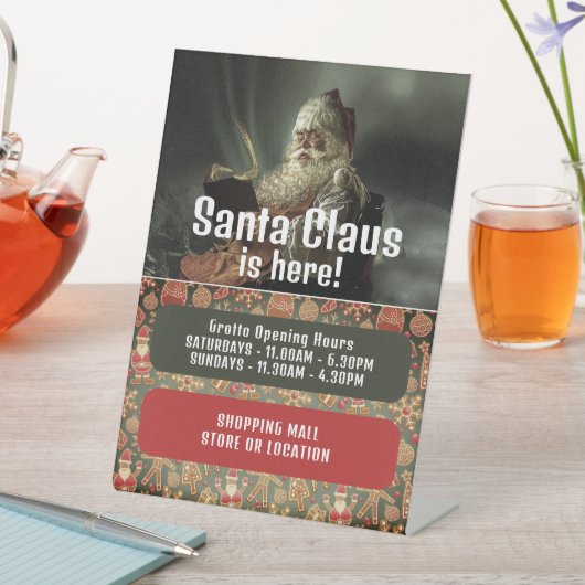 Classic Reading Santa, Santa Claus Besuchszeiten Sockelschild (In Situ)