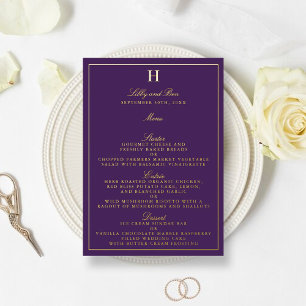 Classic Real Foil Pressed Wedding Menu Cards Folieneinladung