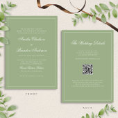Classic Real Sage Green Border Wedding QR Code Einladung