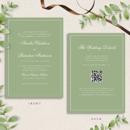 Classic Real Sage Green Border Wedding QR Code Einladung