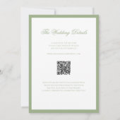 Classic Real Sage Green & White Wedding QR Code Einladung (Rückseite)
