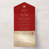 Classic Rectangle Double Happiness Chinese Wedding All In One Einladung (Innen Boden)