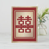 Classic Rectangle Double Happiness Chinese Wedding Einladung (Stehend Vorderseite)