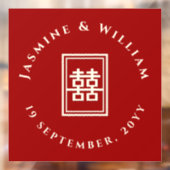 Classic Rectangle Double Happiness Chinese Wedding Fensteraufkleber (Blatt 2)